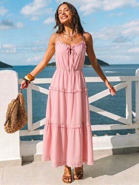 Lovers + Friends Rosalie Midi Dress Coral Size M NWT